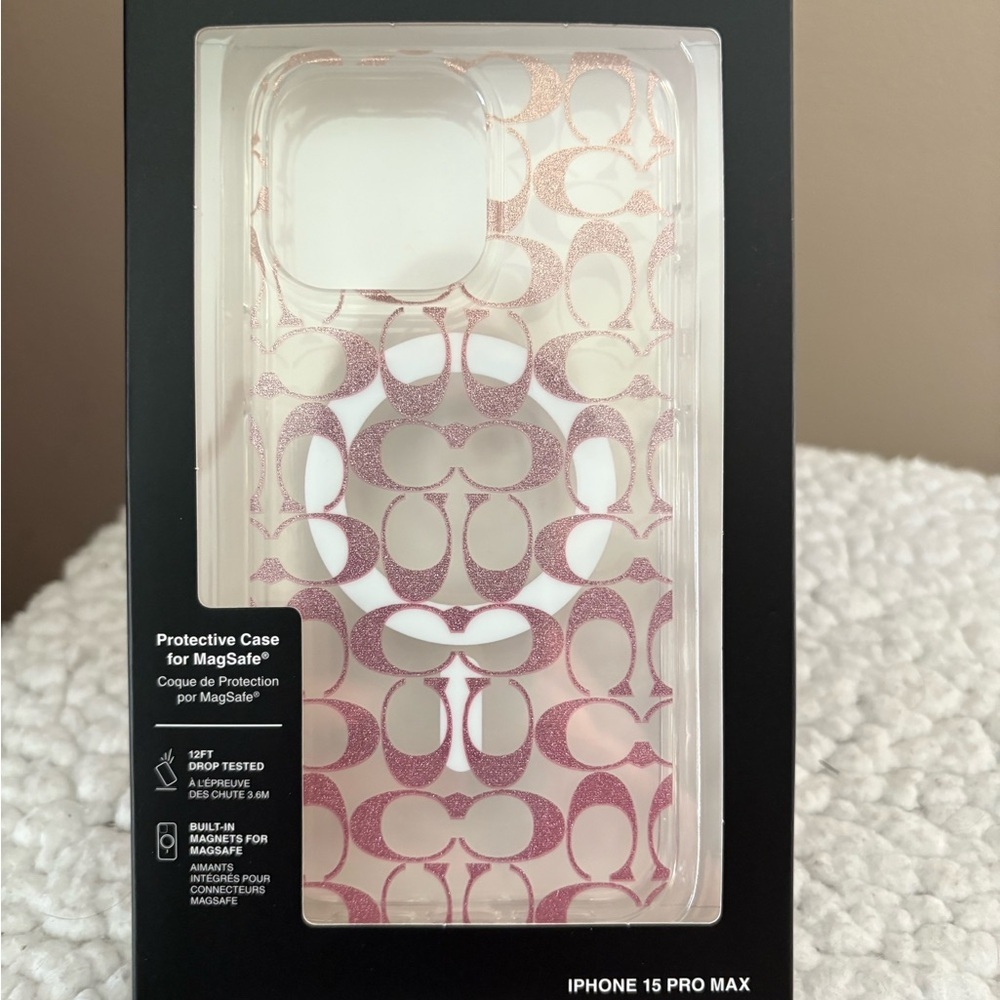 Coach Signature Glitter Case for iPhone 15 Pro Max - Pink